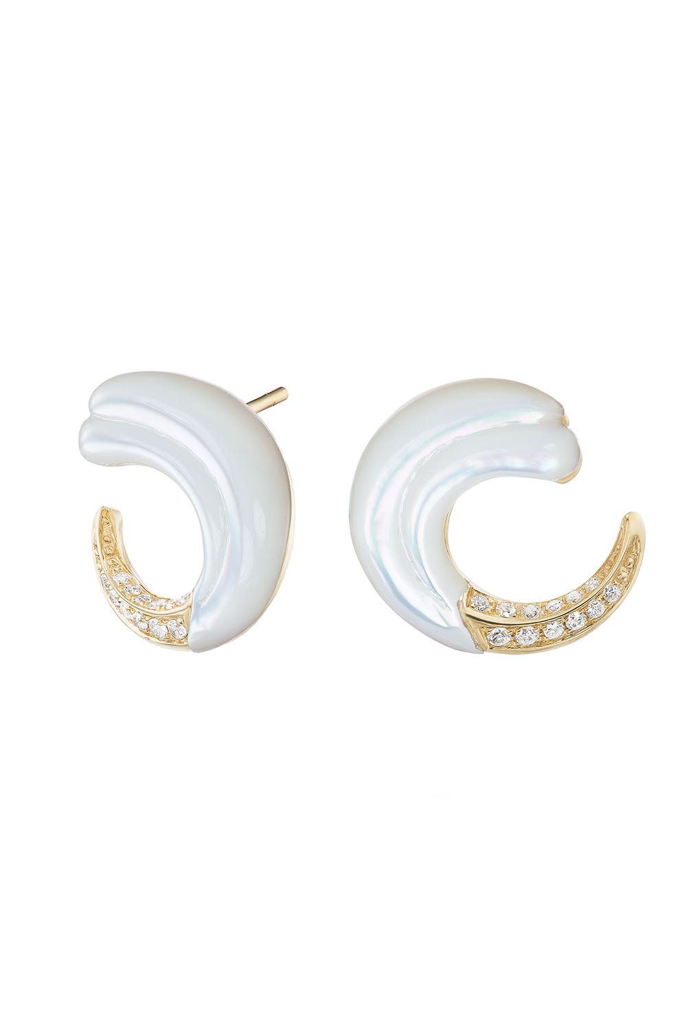 SORELLINA-Seashell Crescent Earrings-YELLOW GOLD