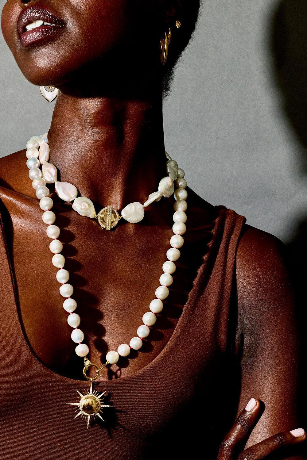 Capri Freshwater Pearl Choker-YELLOW GOLD-15.5-JEWELRYFINE JEWELNECKLACE O-SORELLINA