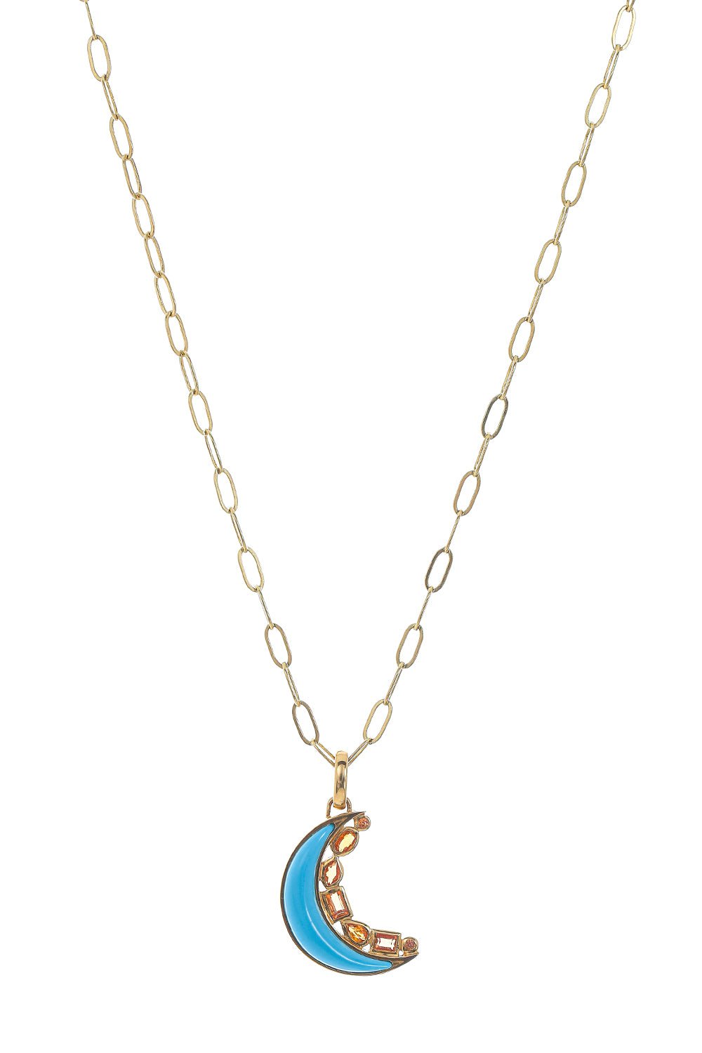 SORELLINA-Mini Crescent Moon Inlay Pendant-YELLOW GOLD