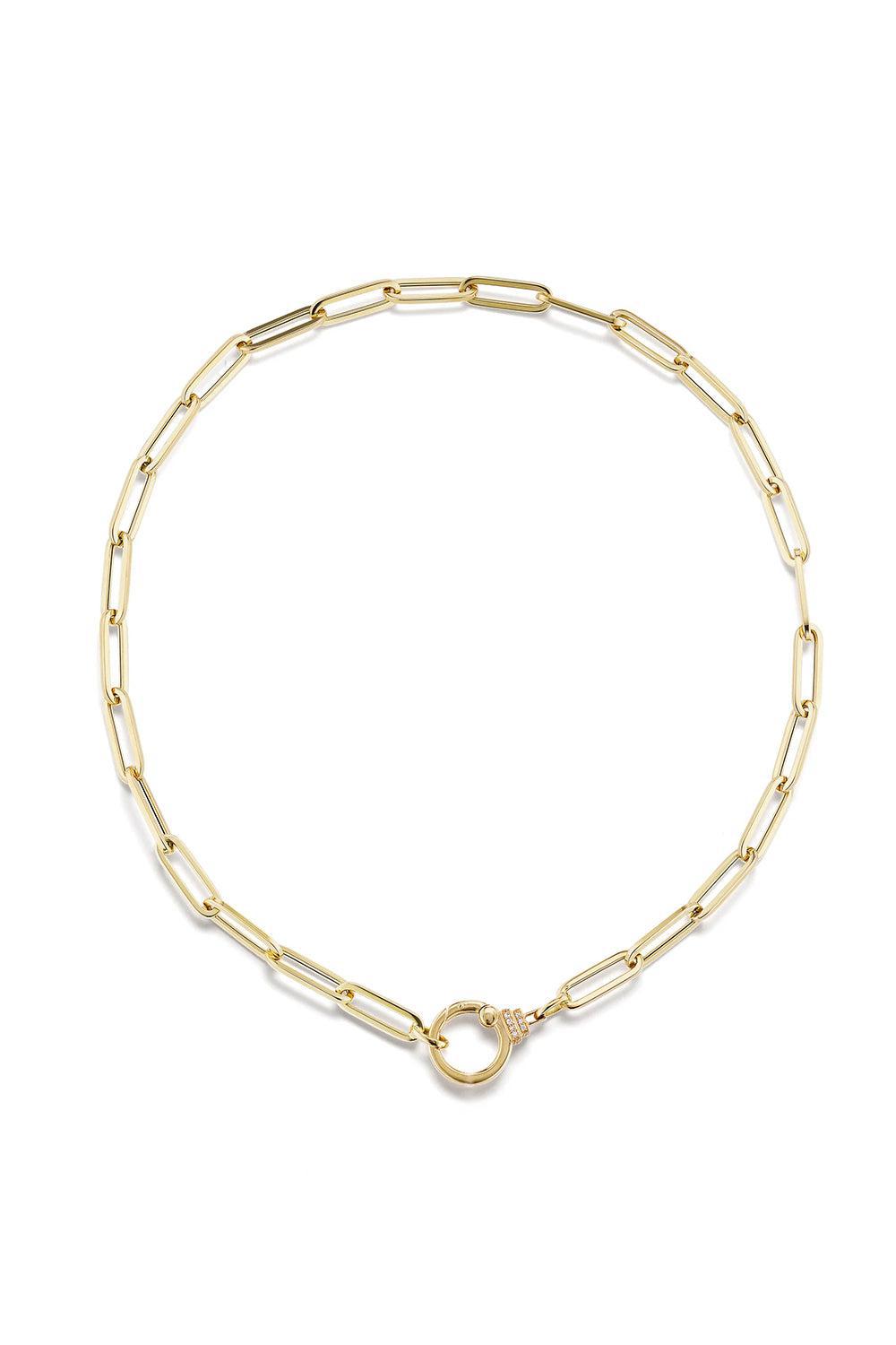 Diamond and Paperclip Chain Necklace-YELLOW GOLD-20-JEWELRYFINE JEWELNECKLACE O-SORELLINA