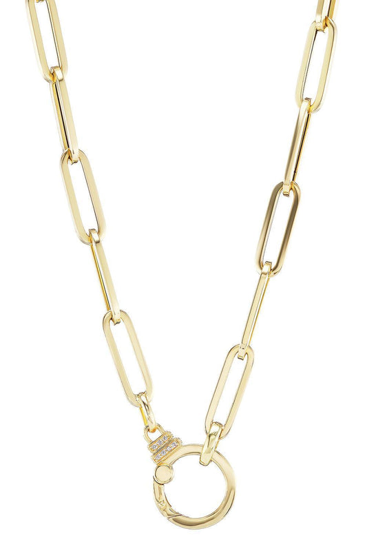 Diamond Paperclip Chain Necklace-YELLOW GOLD-20-JEWELRYFINE JEWELNECKLACE O-SORELLINA