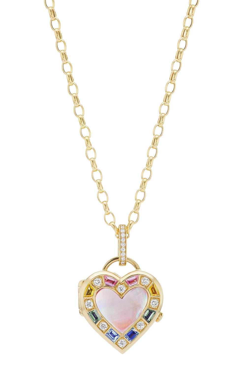 SORELLINA-Heart-Shaped Push Button Locket Necklace-YELLOW GOLD