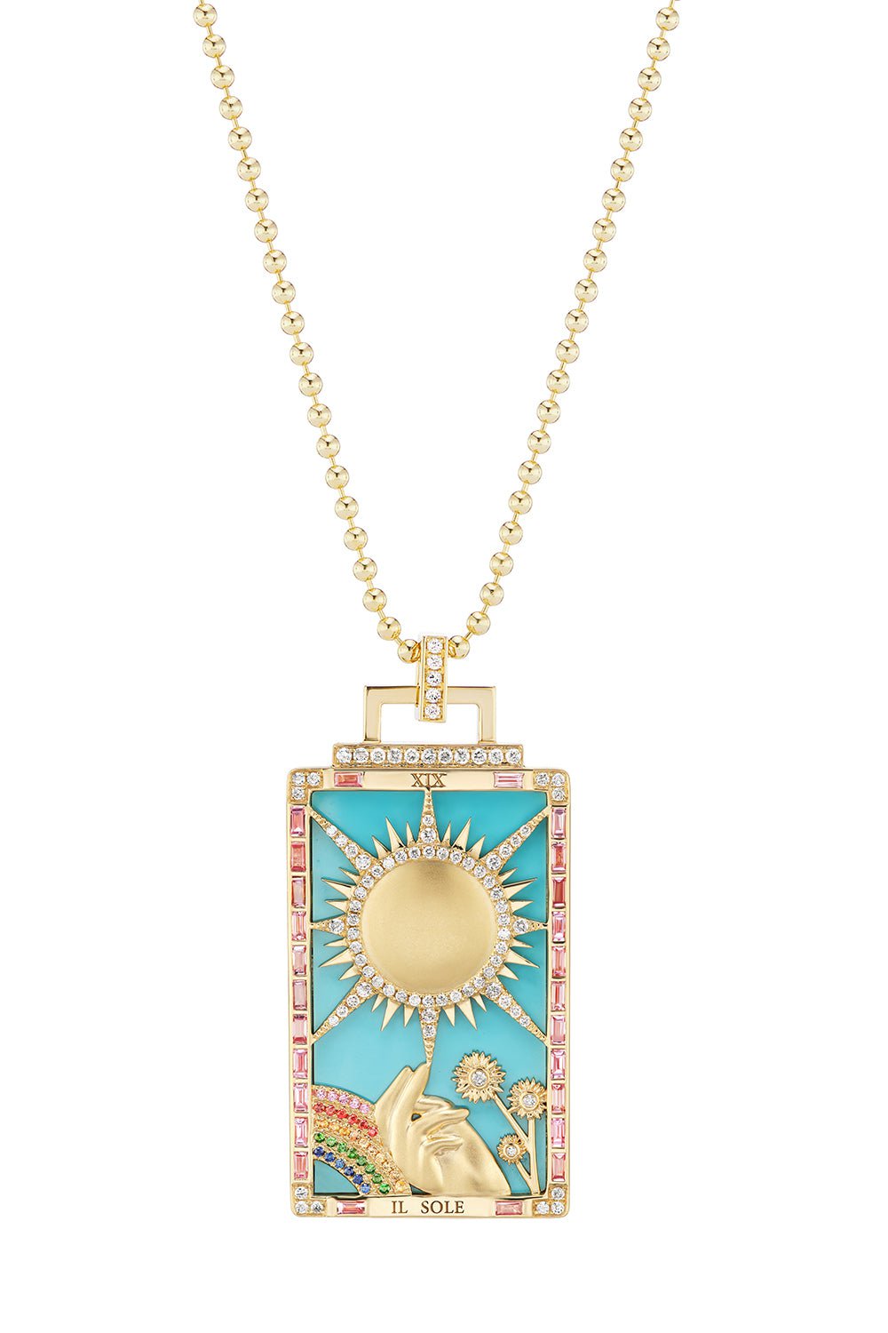 SORELLINA-Il Sole Tarot Card Necklace-YELLOW GOLD