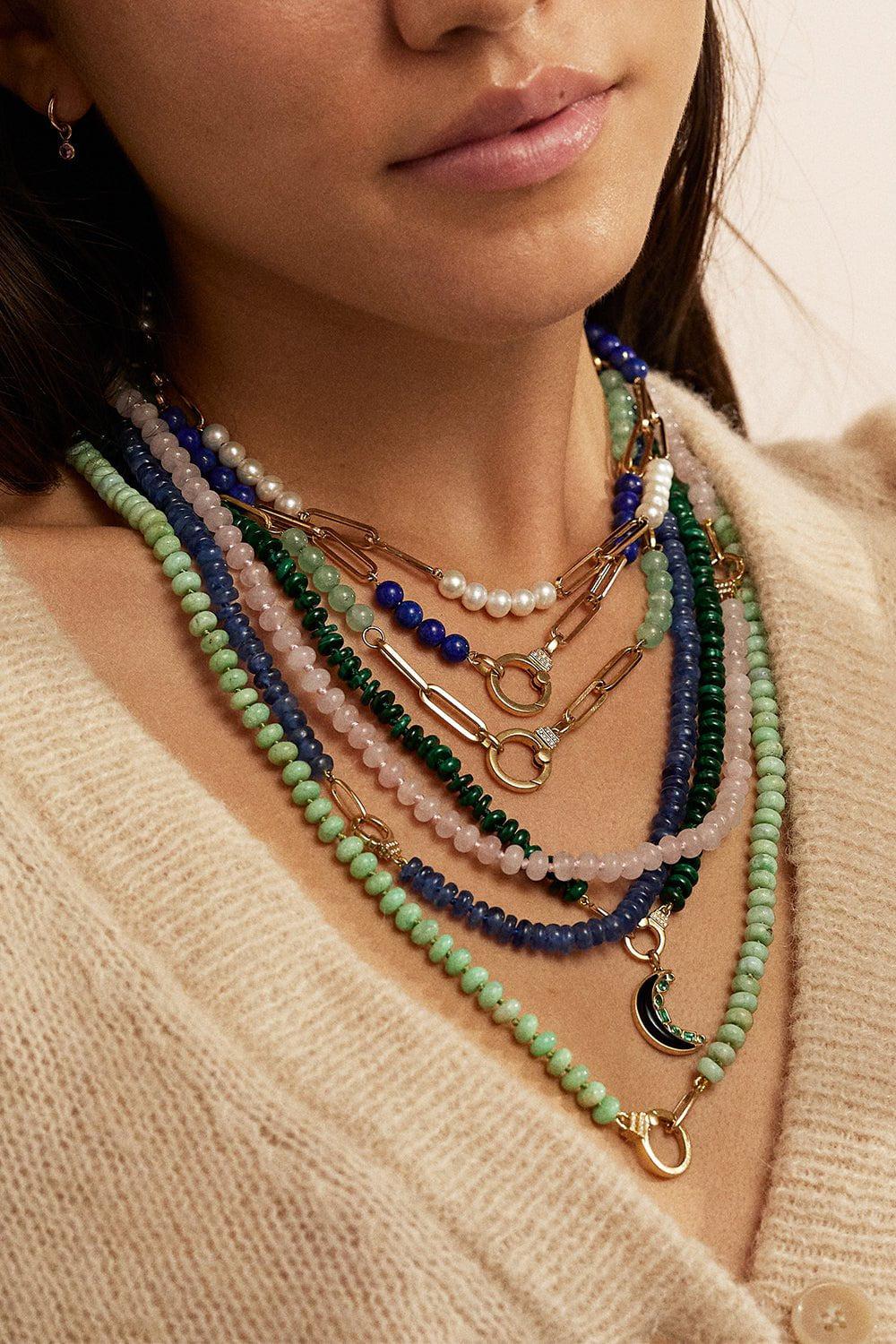 SORELLINA-Kyanite Beaded Necklace-YELLOW GOLD