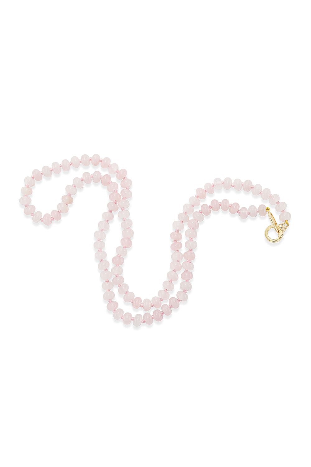 SORELLINA-Rose Quartz Beaded Necklace-YELLOW GOLD