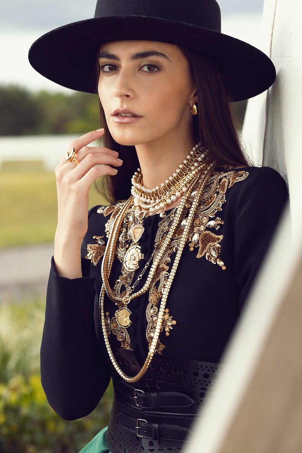 SORELLINA-Beaded Pearl Necklace-YELLOW GOLD