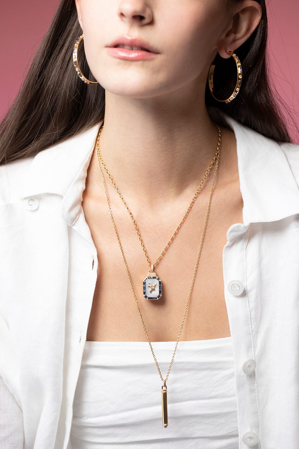 SORELLINA-Hummingbird Treasure Lock Necklace-YELLOW GOLD