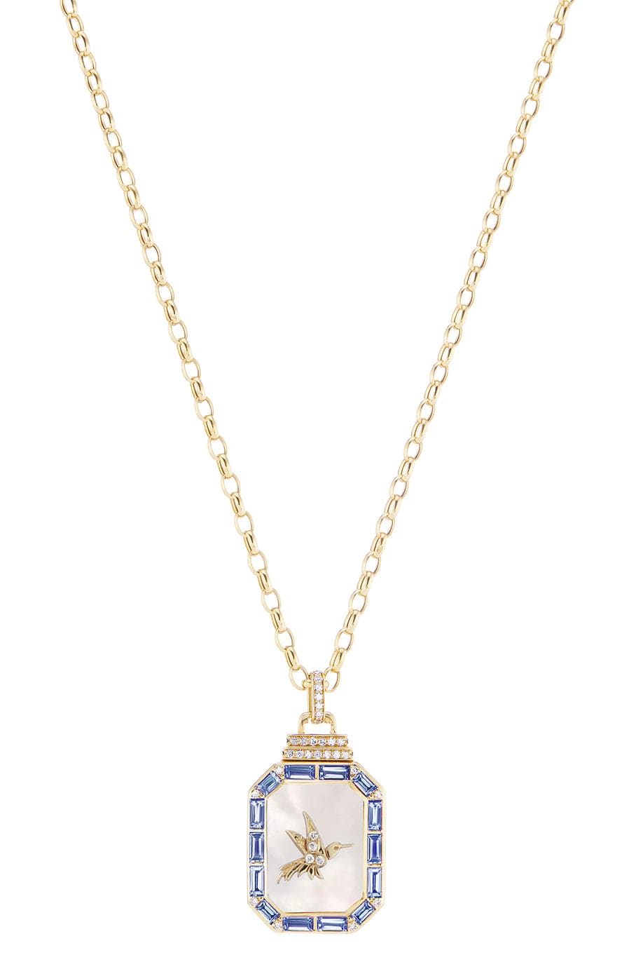 SORELLINA-Hummingbird Treasure Lock Necklace-YELLOW GOLD