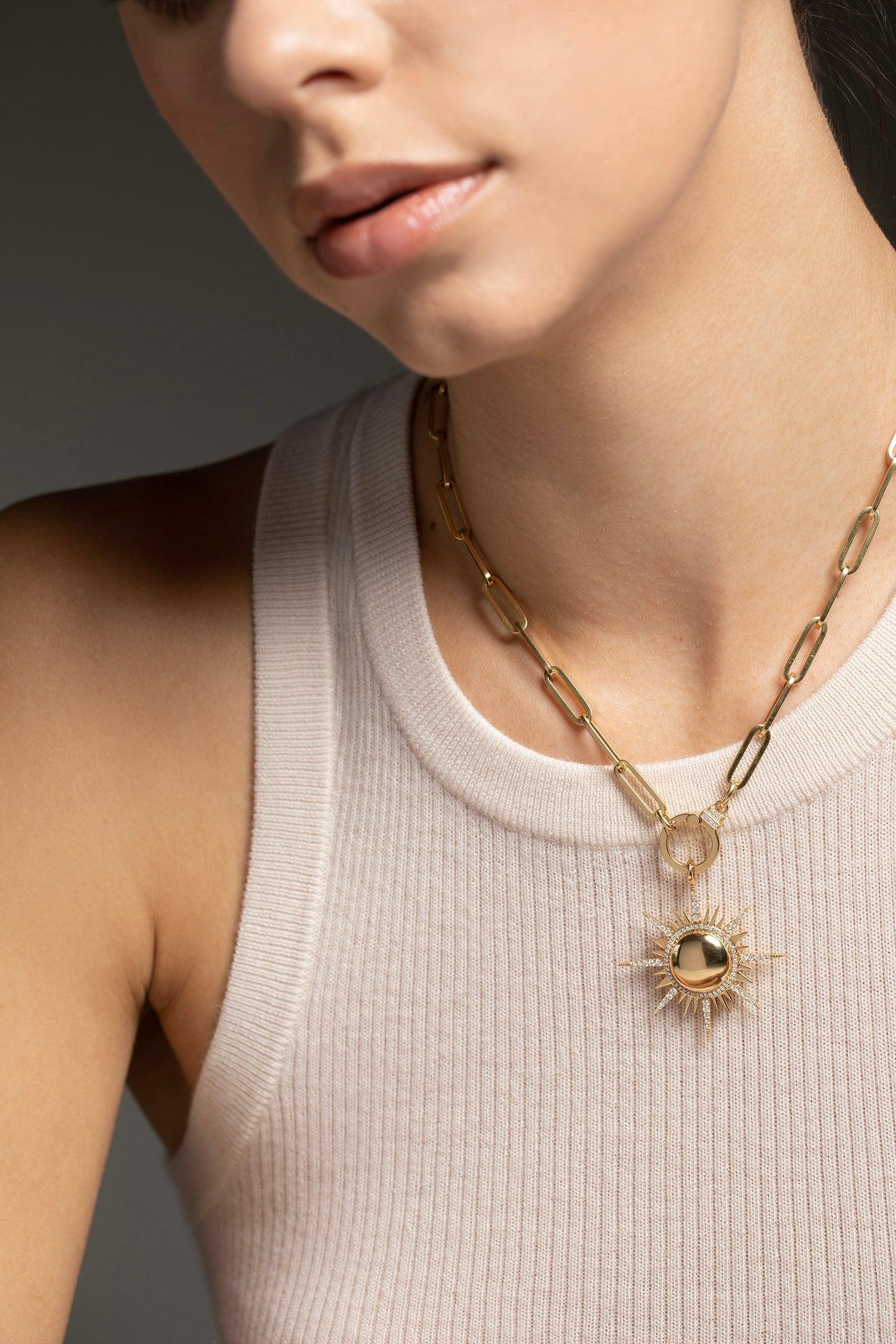 SORELLINA-II Sole Pendant Necklace-YELLOW GOLD