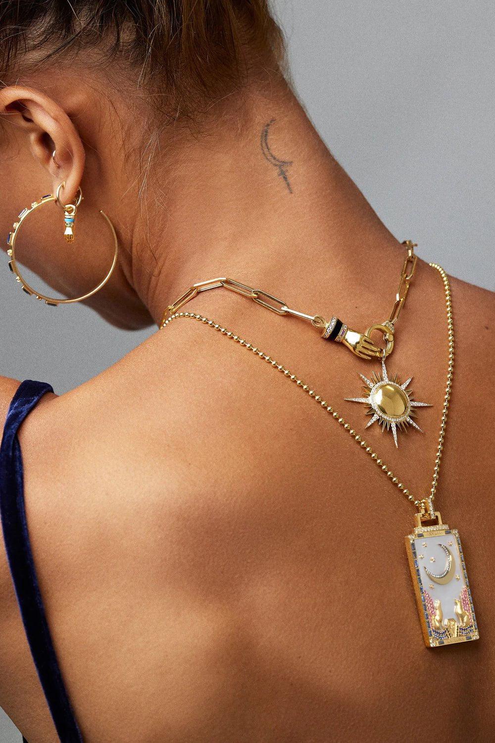 SORELLINA-La Luna Tarot Card Pendant Necklace-YELLOW GOLD