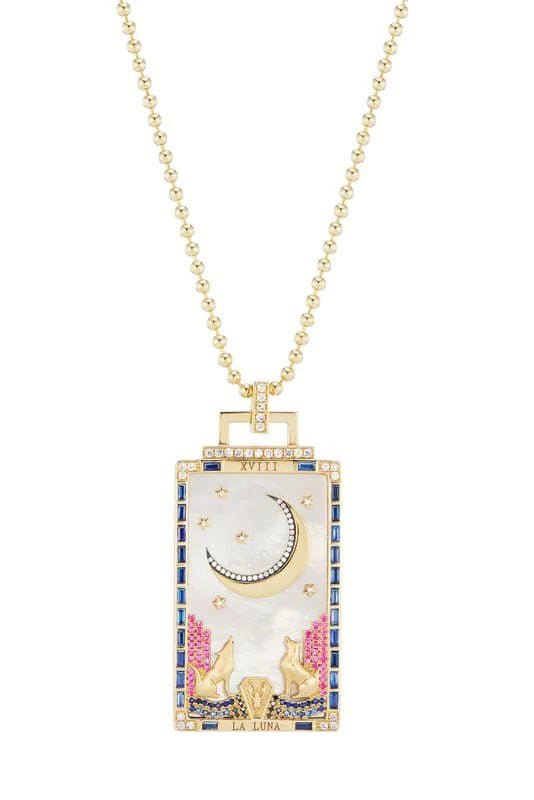 SORELLINA-La Luna Tarot Card Pendant Necklace-YELLOW GOLD