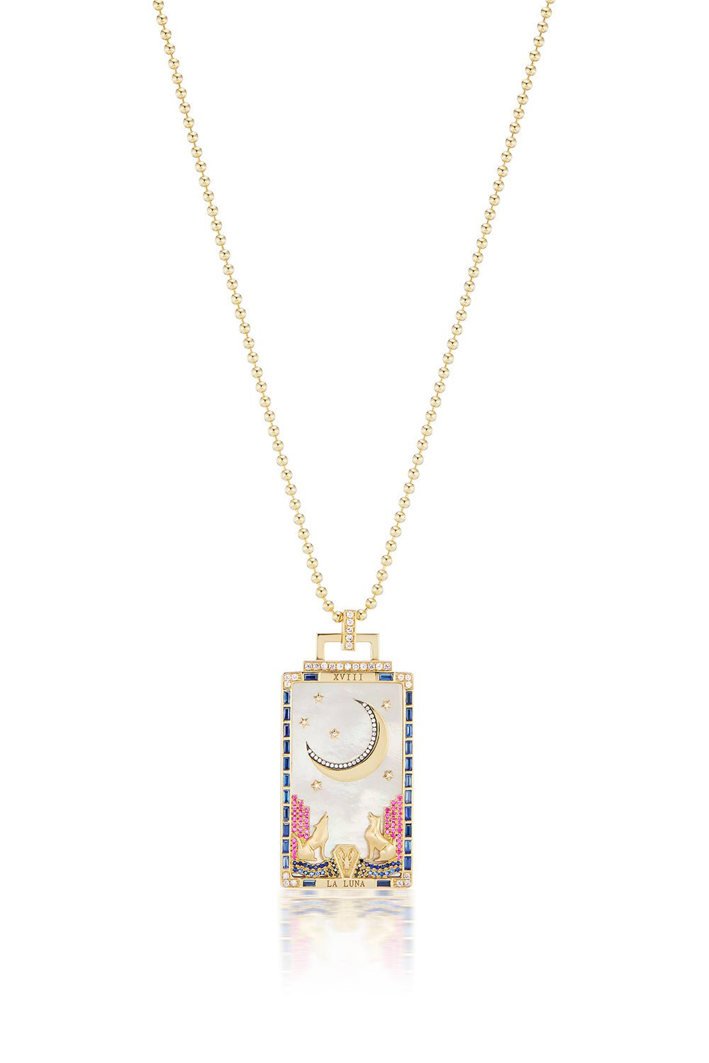 SORELLINA-La Luna Tarot Card Pendant Necklace-YELLOW GOLD