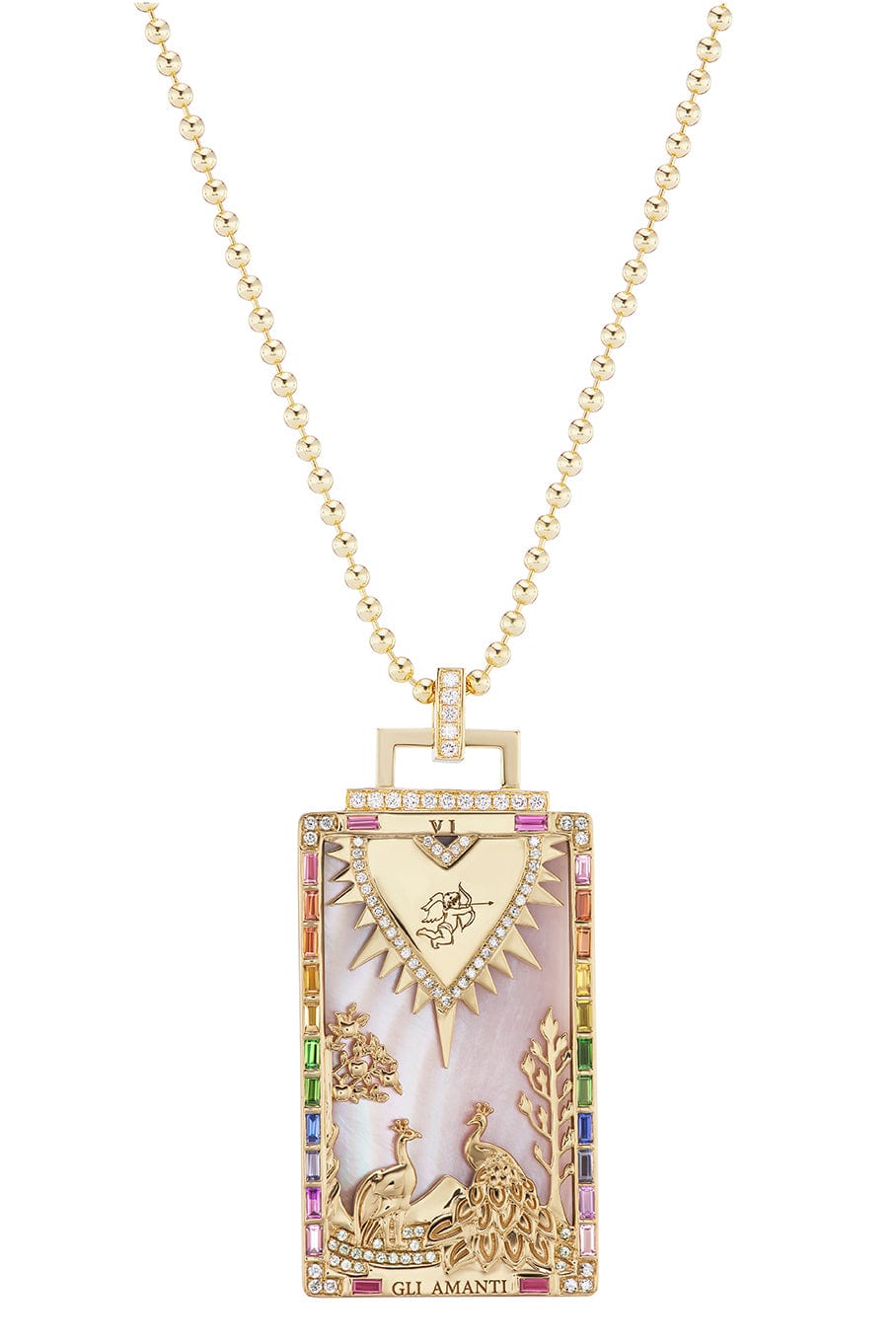 SORELLINA-Lover Tarot Card Necklace-YELLOW GOLD