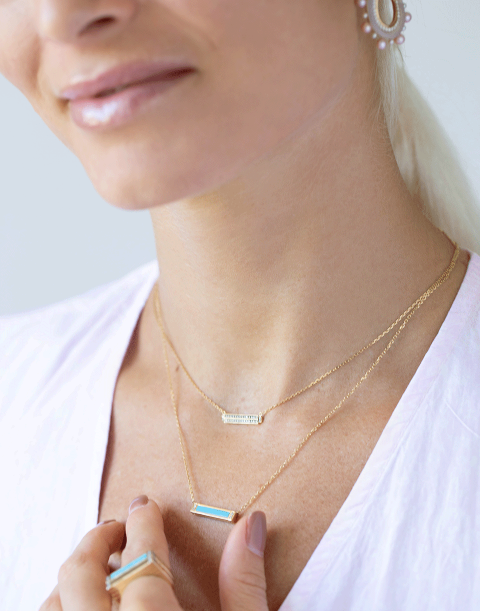 SORELLINA-Otto Turquoise and Diamond Necklace-YELLOW GOLD