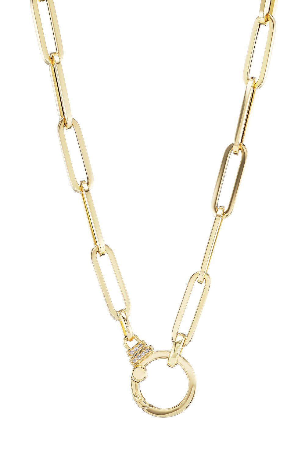 SORELLINA-Paperclip Diamond Chain Necklace-YELLOW GOLD