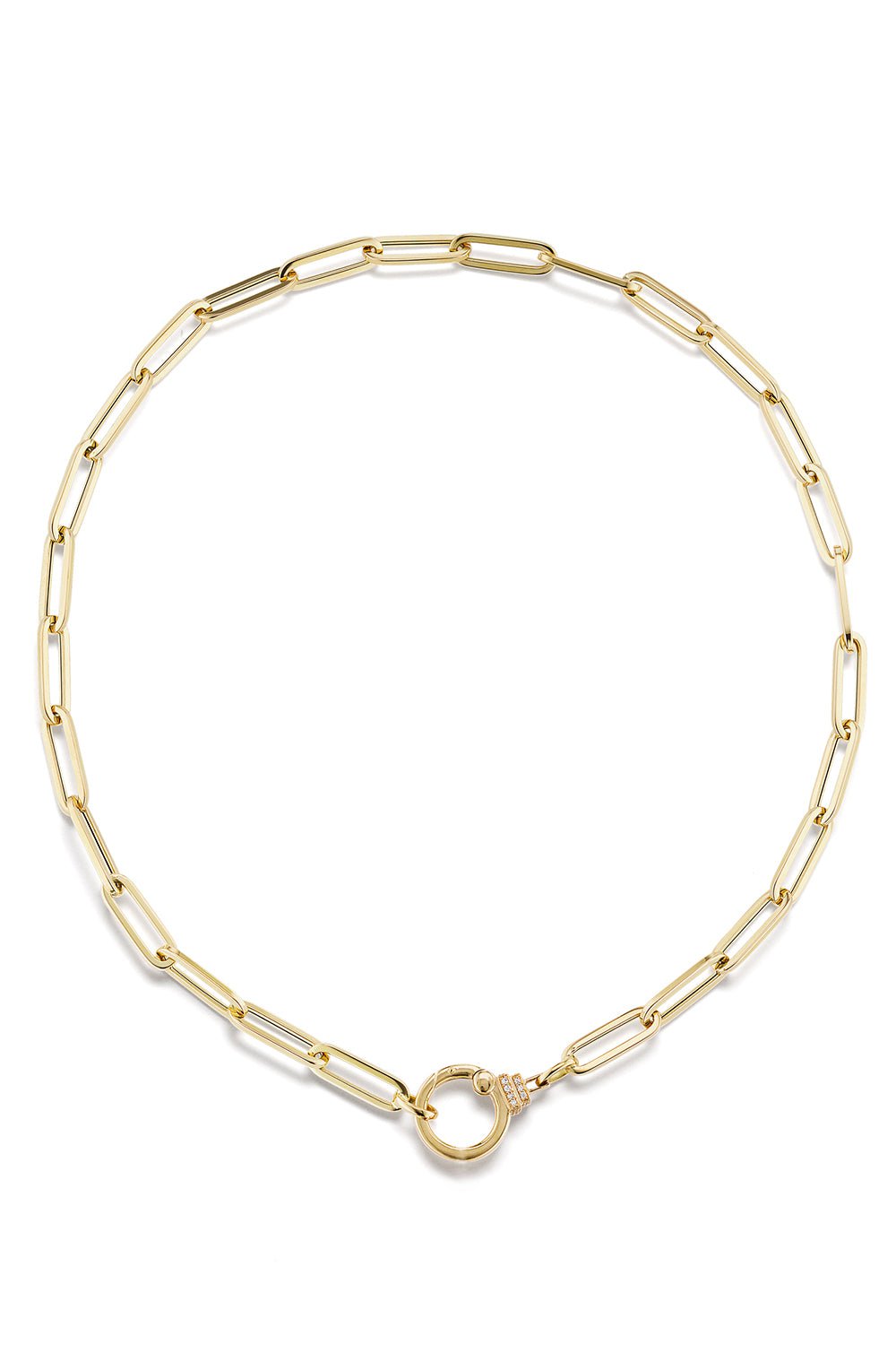 SORELLINA-Paperclip Diamond Chain Necklace-YELLOW GOLD