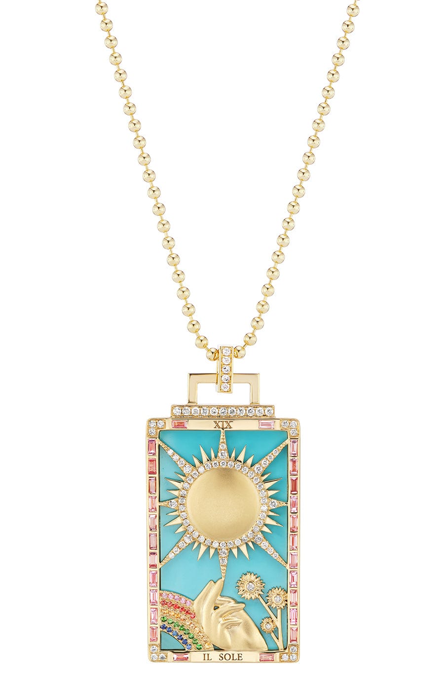 SORELLINA-Sole Tarot Card Necklace-YELLOW GOLD