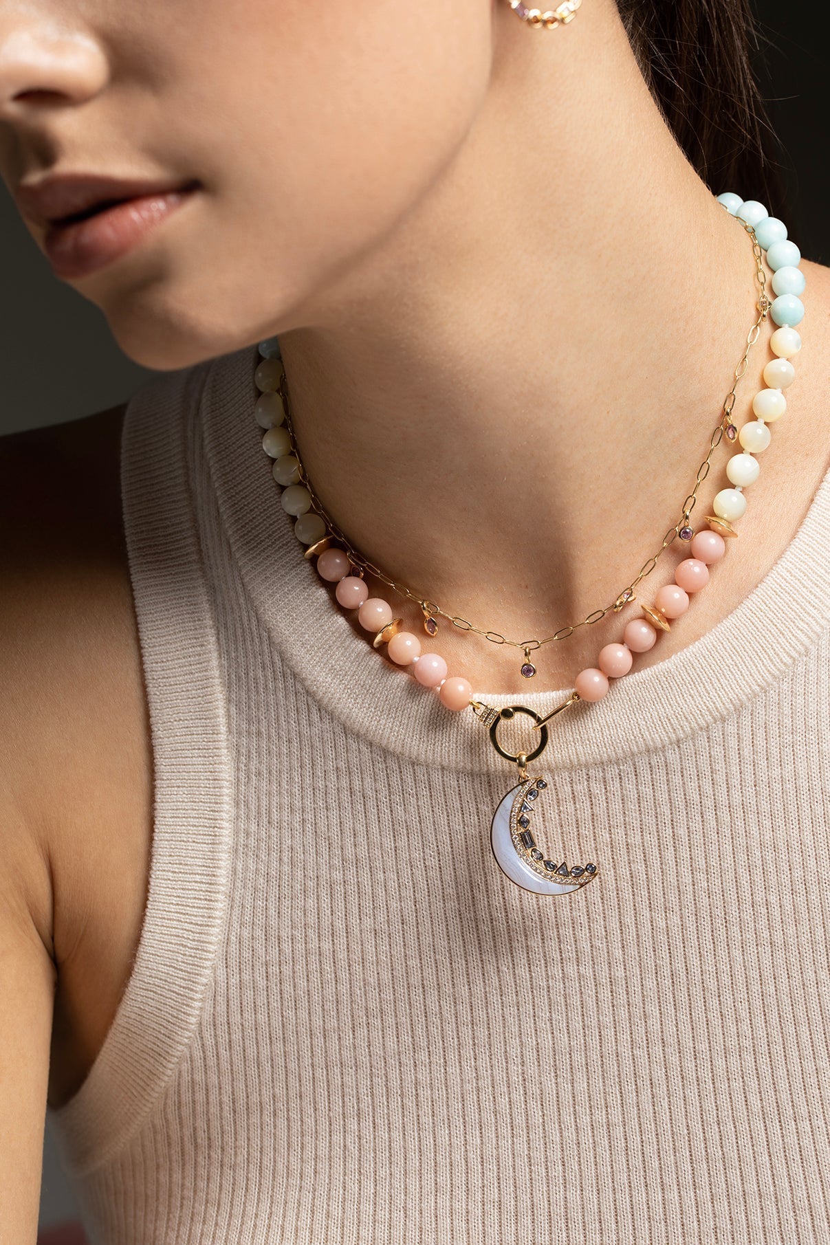 SORELLINA-Crescent Pendant-YELLOW GOLD