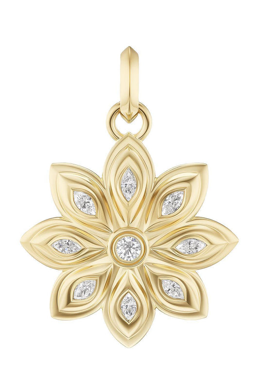 Diamond Flower Bloom Pendant-YELLOW GOLD-JEWELRYFINE JEWELPENDANT-SORELLINA