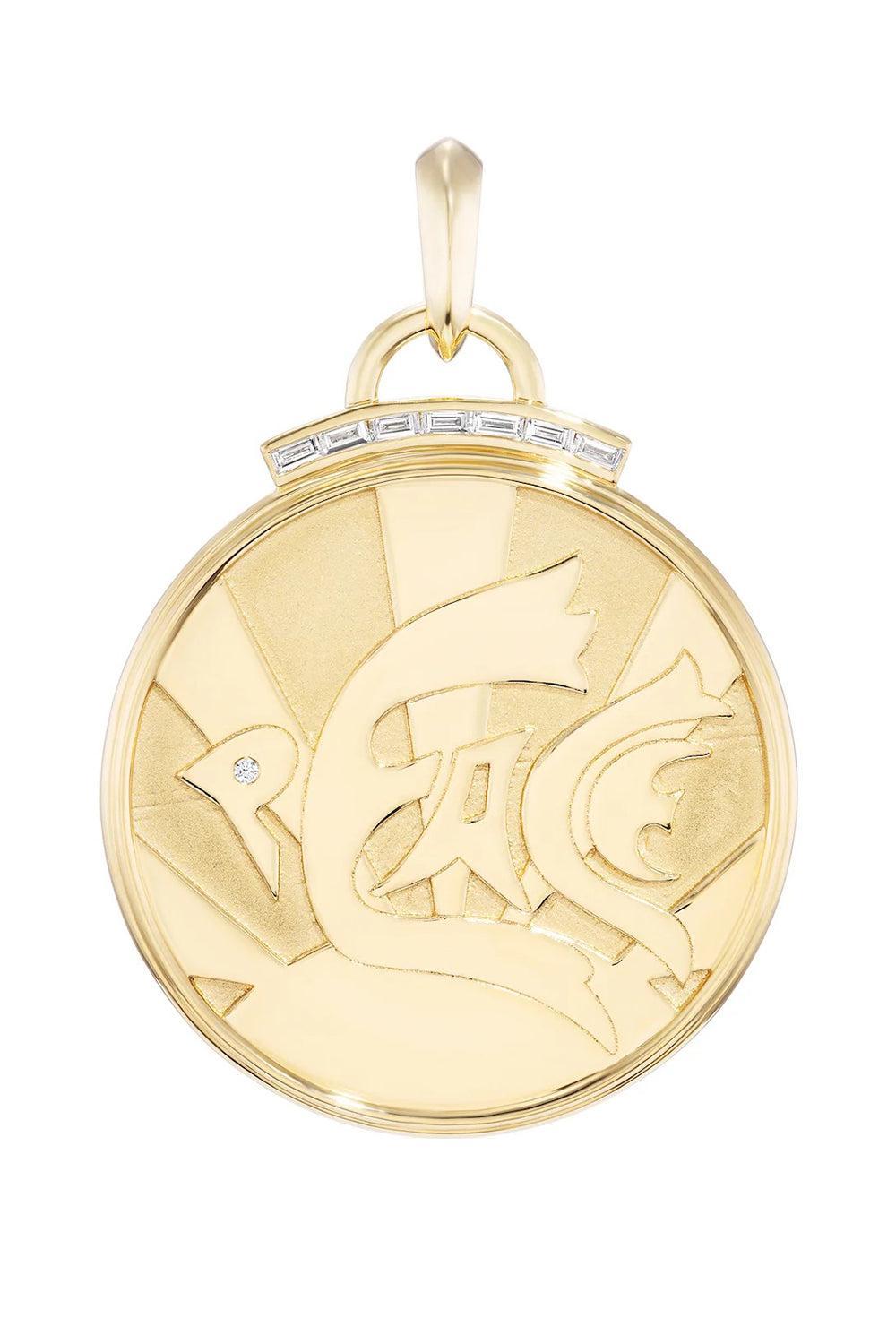 Diamond Peace Coin Pendant-YELLOW GOLD-JEWELRYFINE JEWELPENDANT-SORELLINA