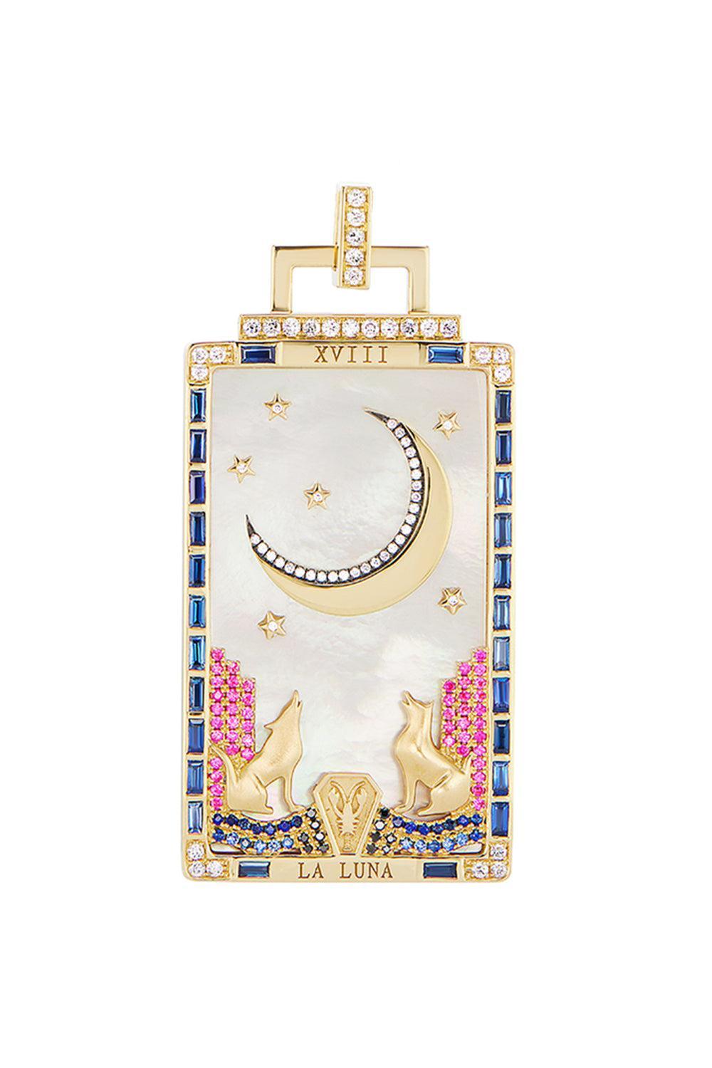 Diamond Pearl Sapphire La Lunda Pendant-YELLOW GOLD-JEWELRYFINE JEWELPENDANT-SORELLINA