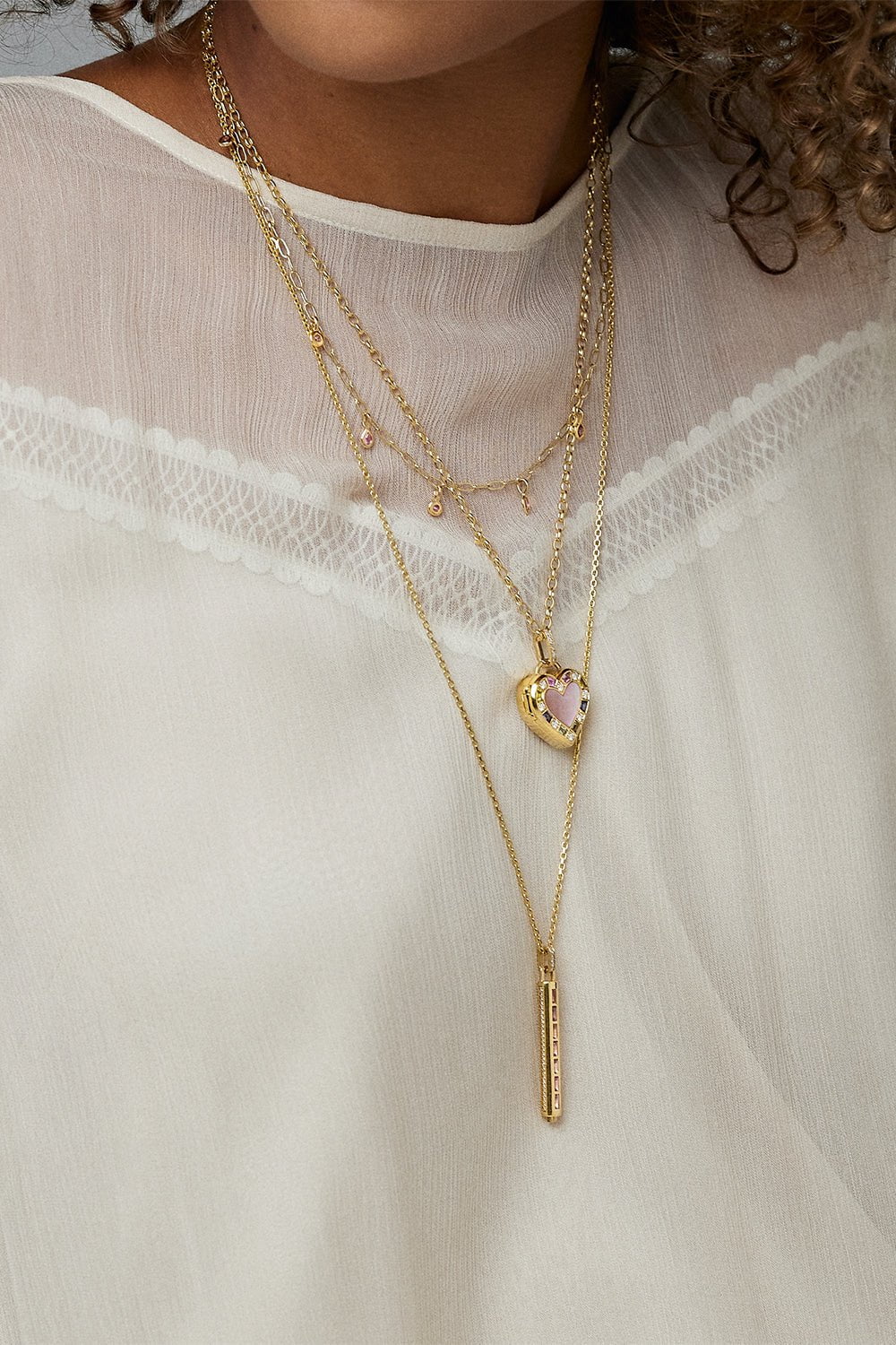 SORELLINA-Heart Push Button Locket Necklace-YELLOW GOLD