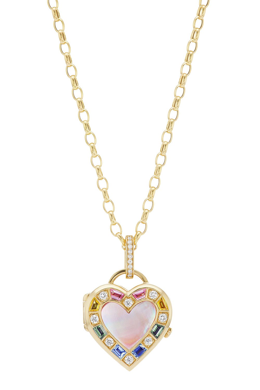 SORELLINA-Heart Push Button Locket Necklace-YELLOW GOLD