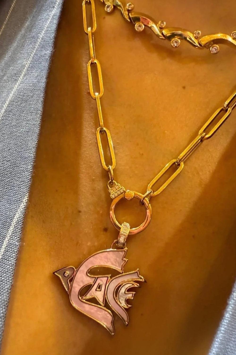 Pearl Peace Dove Pendant-YELLOW GOLD-JEWELRYFINE JEWELPENDANT-SORELLINA