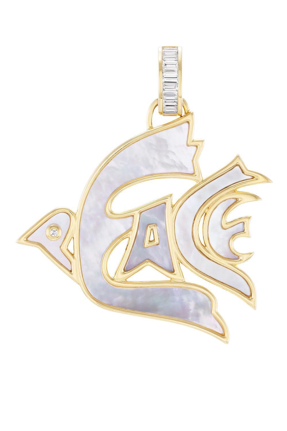Pearl Peace Dove Pendant-YELLOW GOLD-JEWELRYFINE JEWELPENDANT-SORELLINA