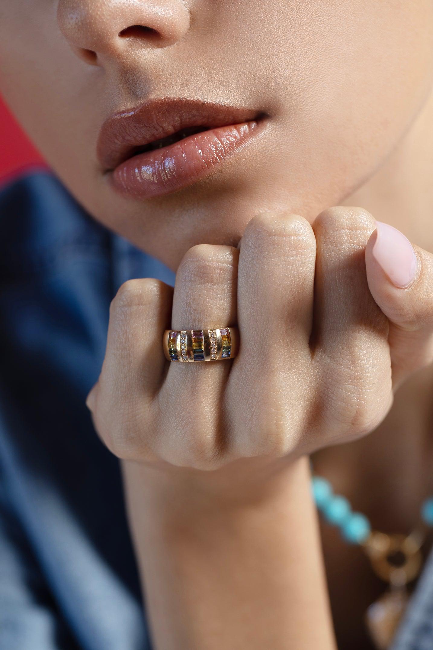 SORELLINA-Tarot Baguette Ring-YELLOW GOLD