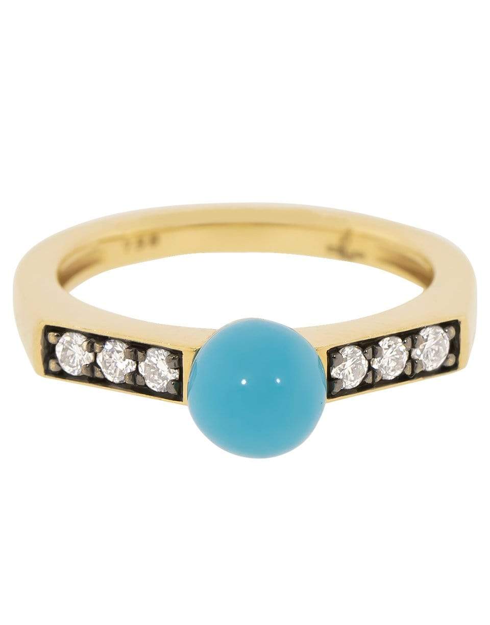SORELLINA-Turquoise Ball and Diamond Ring-YELLOW GOLD