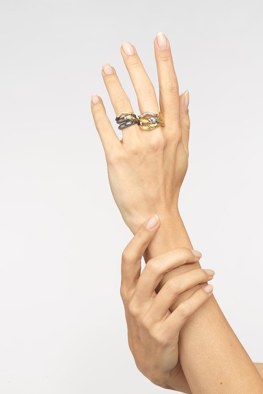 Victoria Serpent Diamond Ring-YELLOW GOLD-6.5-JEWELRYFINE JEWELRING-SORELLINA