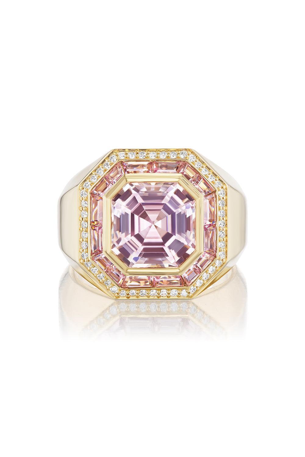 Pink Sapphire Nomad Cocktai Ring-YELLOW GOLD-8-JEWELRYFINE JEWELRING-SORELLINA