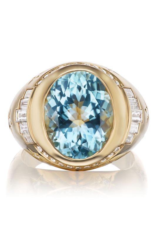 SORELLINA-Aquamarine Cocktail Ring-YELLOW GOLD