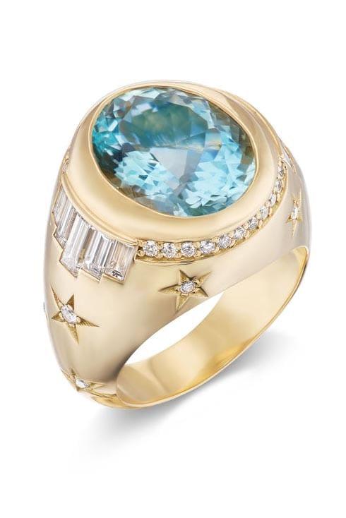 SORELLINA-Aquamarine Cocktail Ring-YELLOW GOLD