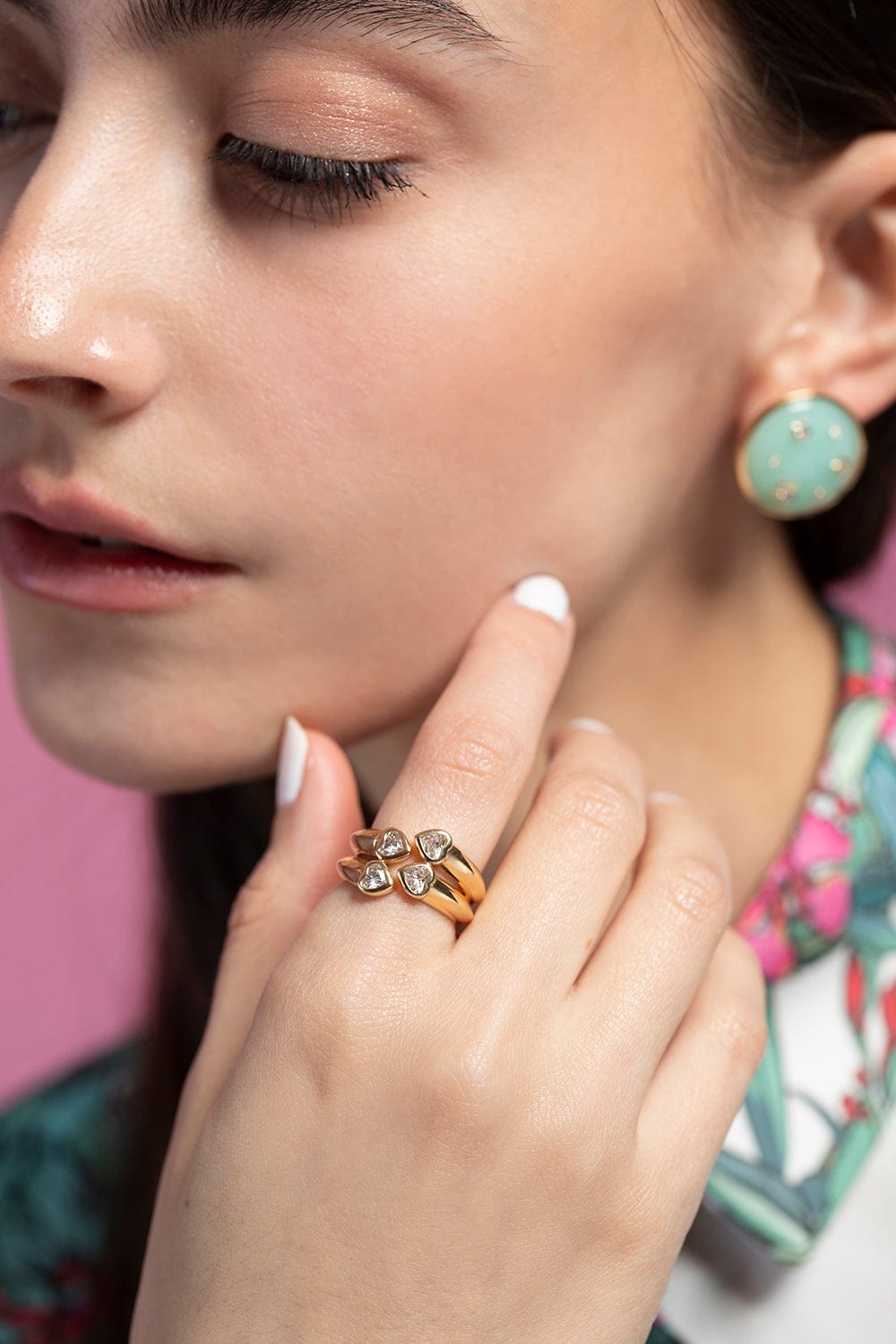 SORELLINA-Lovers Bypass Diamond Ring-YELLOW GOLD
