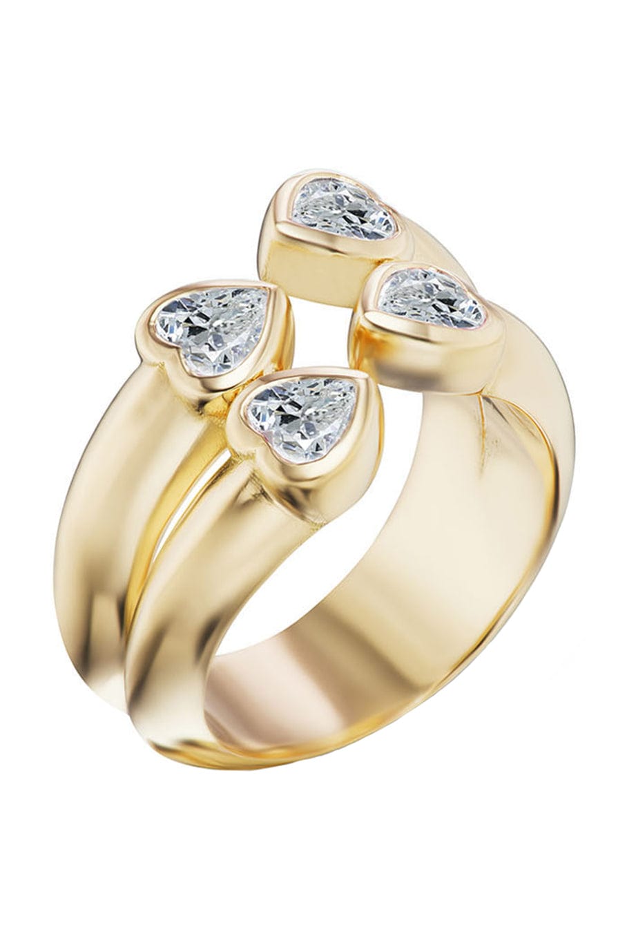 SORELLINA-Lovers Bypass Diamond Ring-YELLOW GOLD