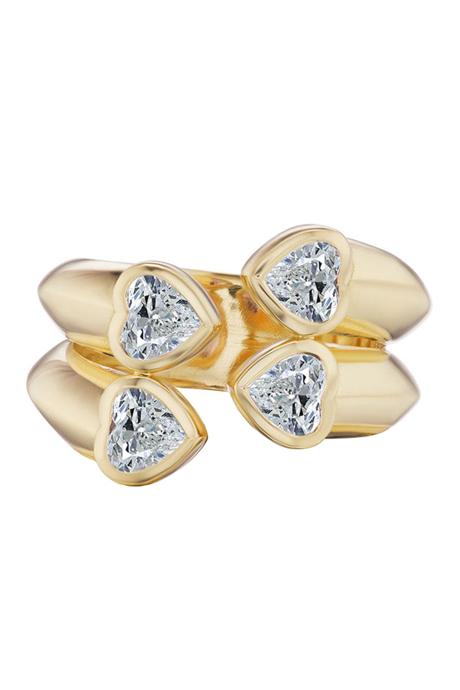SORELLINA-Lovers Bypass Diamond Ring-YELLOW GOLD