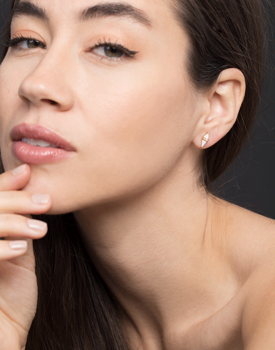 SORELLINA-White Onyx Pietra Studs-YELLOW GOLD