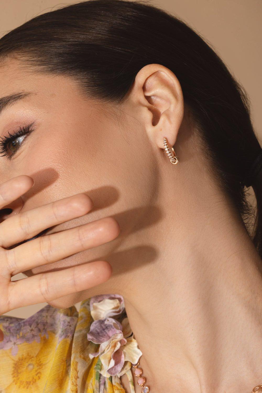 SPINELLI KILCOLLIN-Ara RG Gris Pavé Hoop Earrings-ROSE GOLD