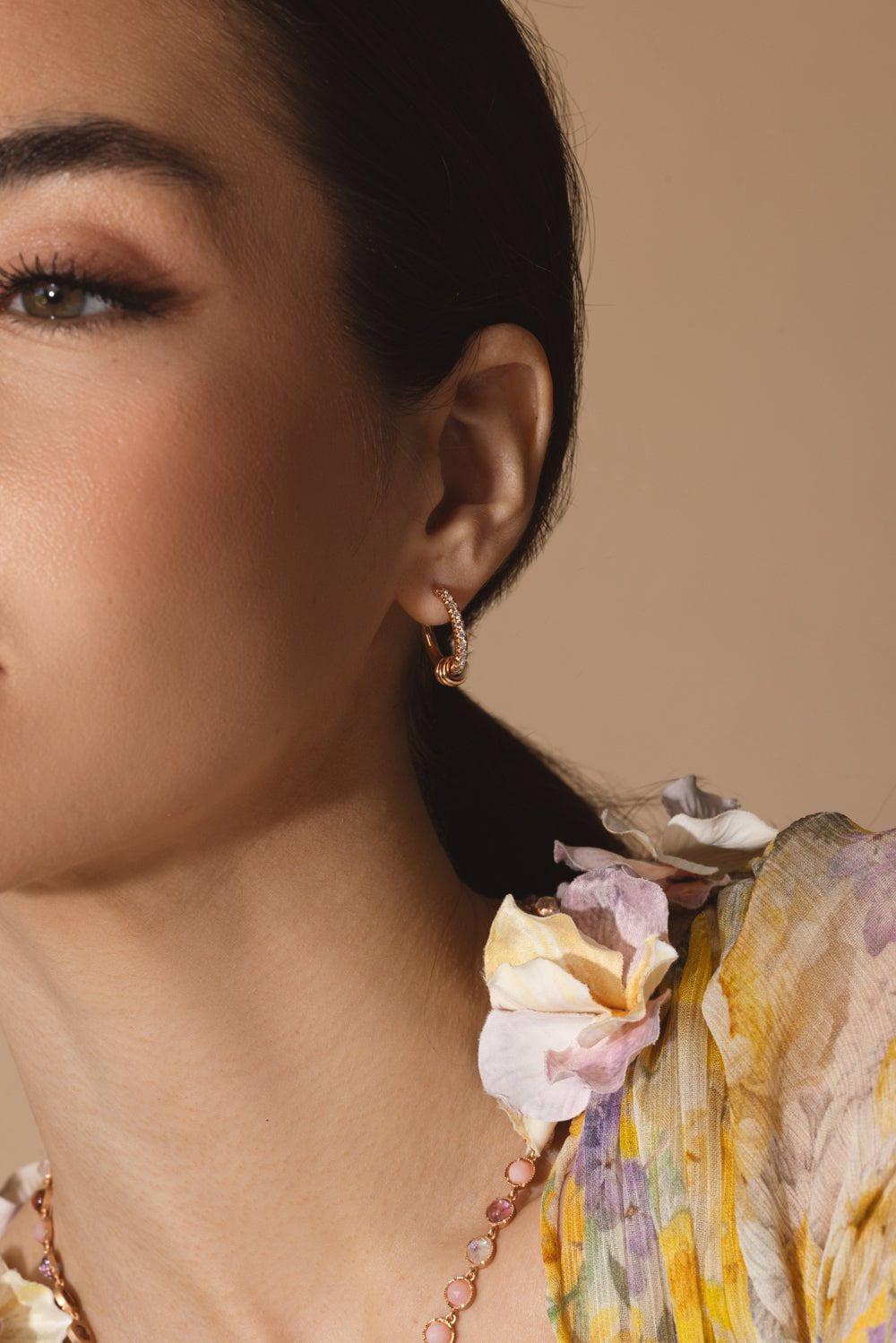 SPINELLI KILCOLLIN-Ara RG Gris Pavé Hoop Earrings-ROSE GOLD