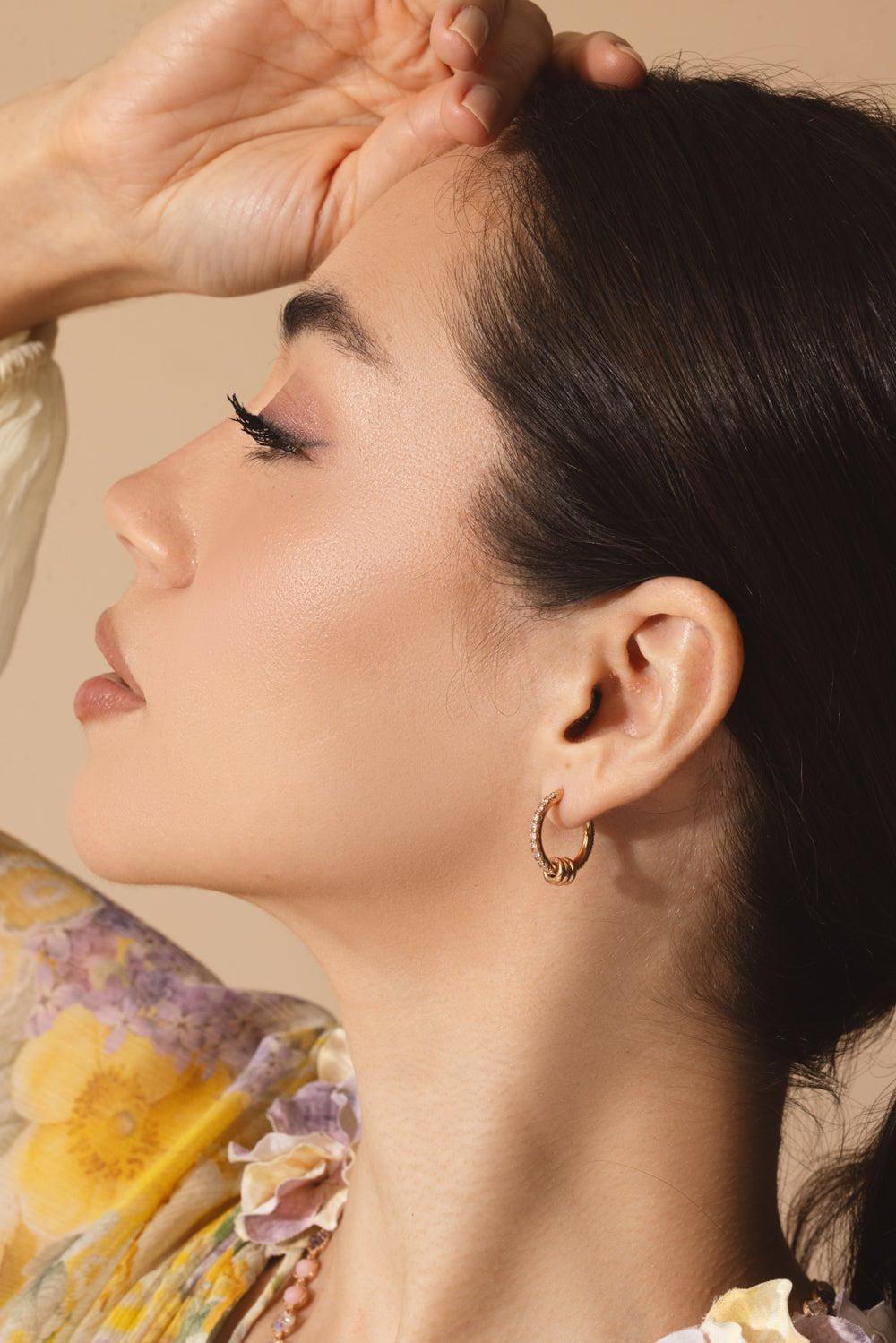 SPINELLI KILCOLLIN-Ara RG Gris Pavé Hoop Earrings-ROSE GOLD