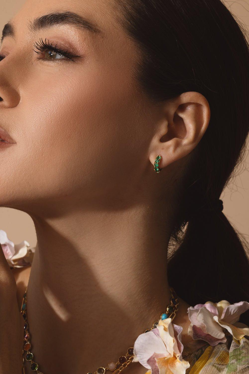 SPINELLI KILCOLLIN-Mini Macro Emerald Hoop Earring-YELLOW GOLD
