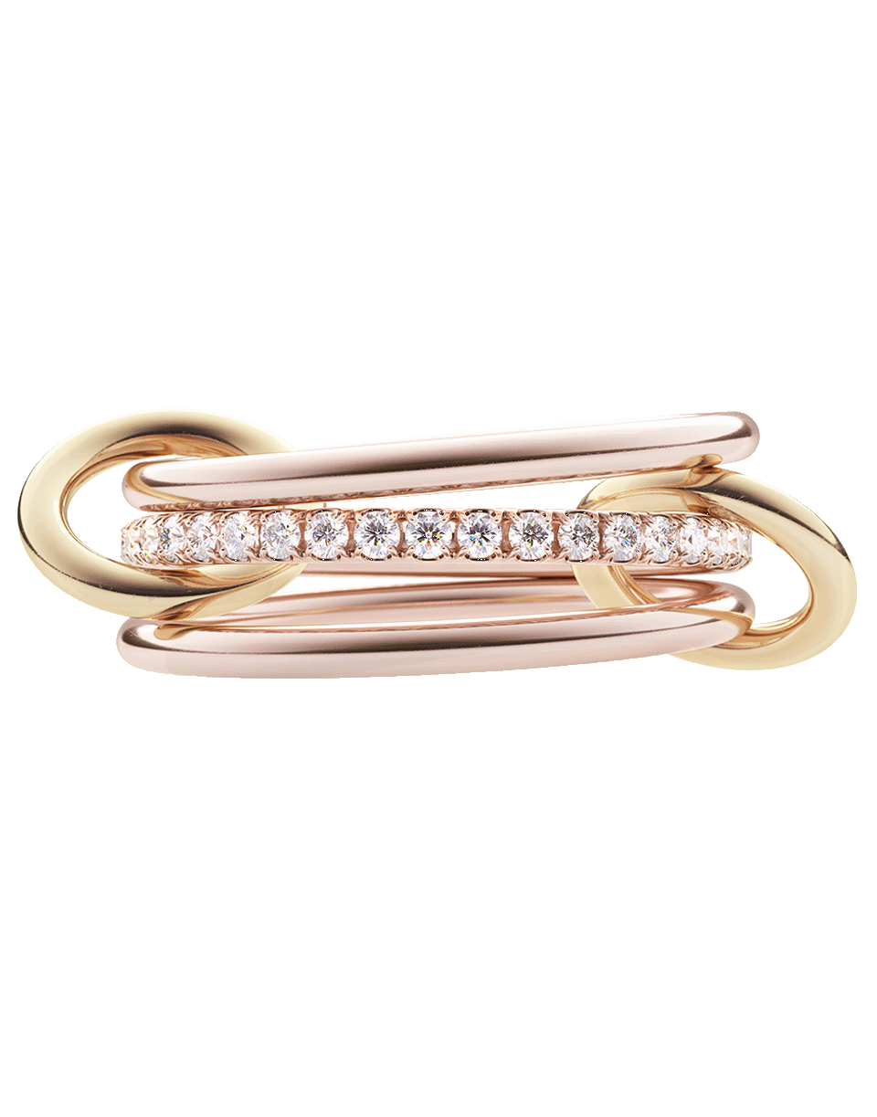 SPINELLI KILCOLLIN-Sonny Gold Pave Three Link Rings-ROSE GOLD