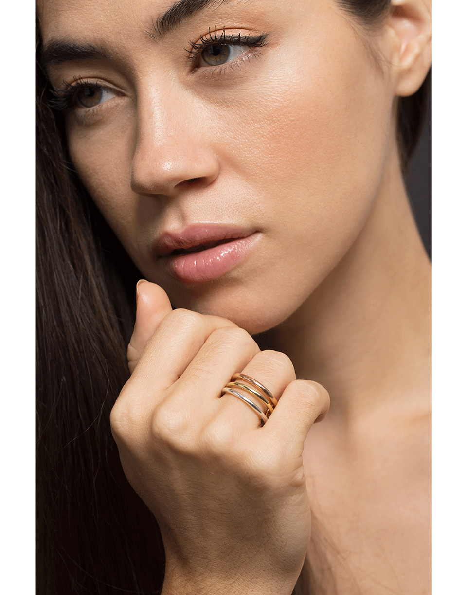 SPINELLI KILCOLLIN-Tri-Color Three Link Azalea Rings-ROSE GOLD