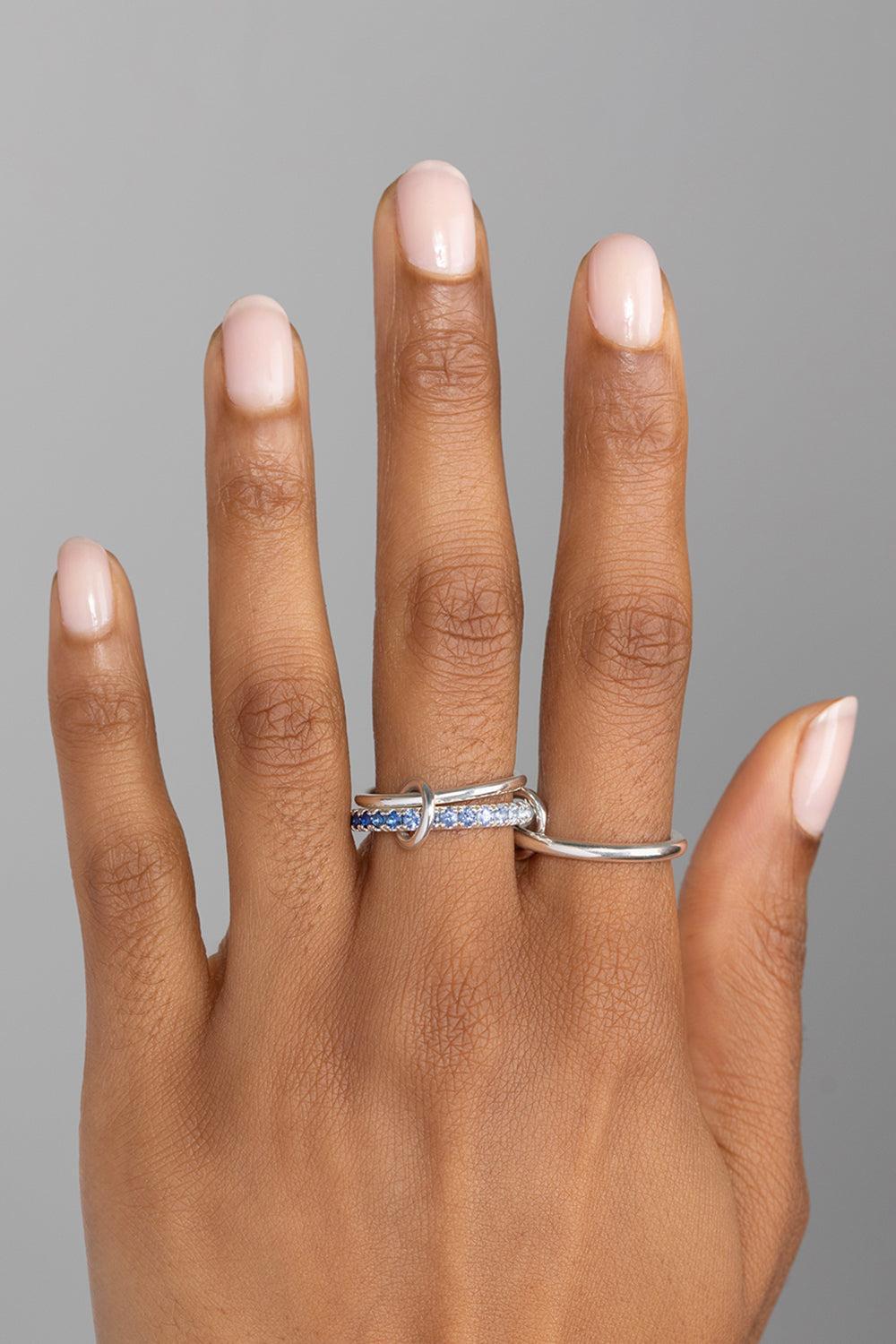 Blue Sapphire Petunia Ring-SILVER-10-JEWELRYFINE JEWELRING-SPINELLI KILCOLLIN