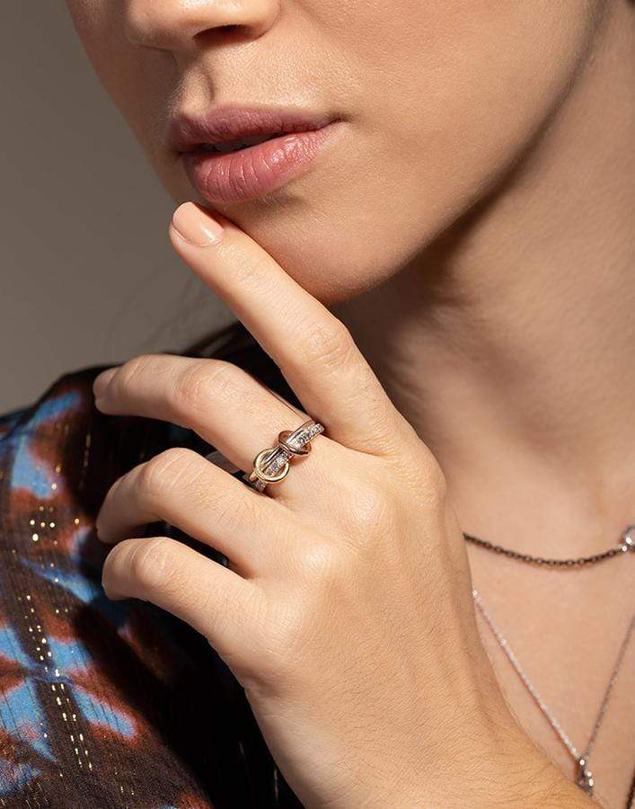 SPINELLI KILCOLLIN-Marigold Grey Diamond 2 Link Ring-SILVER