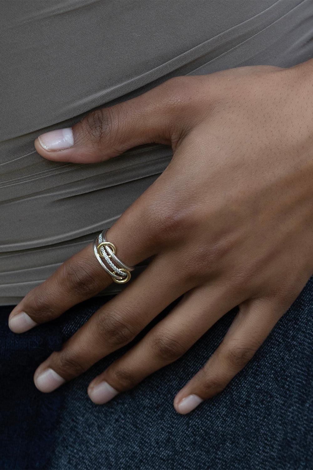 Grey Diamond Three Band Sonny SG Gris Ring-SILVER-7.5-JEWELRYFINE JEWELRING-SPINELLI KILCOLLIN