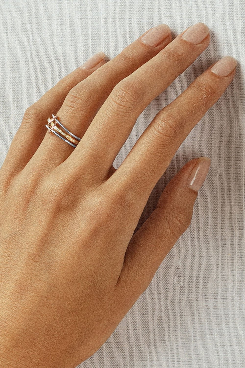 SPINELLI KILCOLLIN-Rhea MX Baguette 3 Link Ring-WHITE GOLD