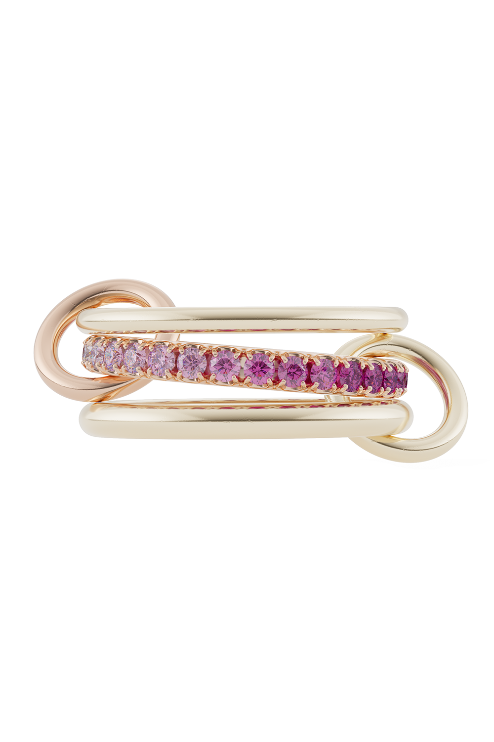Pink Sapphire Ombre Petunia Three Link Ring-YELLOW GOLD-7-JEWELRYFINE JEWELRING-SPINELLI KILCOLLIN